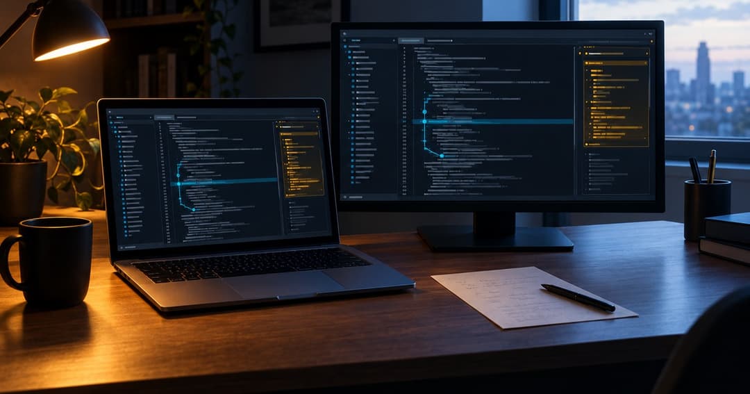時間をかけてコードの原因調査と修正を進める作業のAI生成イメージ