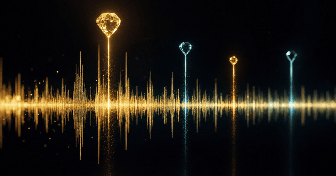 連続した音声の波形の中から、いくつかの輝く宝石が選び出され浮かび上がってくる、温かみと精密さが同居するダークな情景