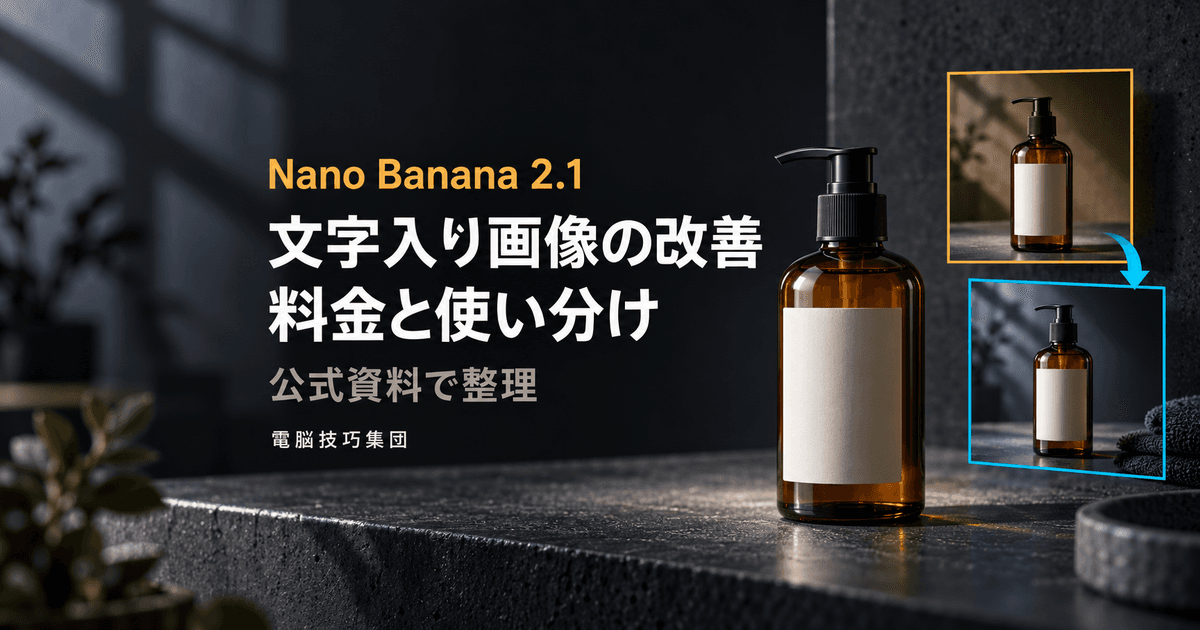Nano Banana 2.1とは──文字入り画像の改善と、料金・使い分けを解説