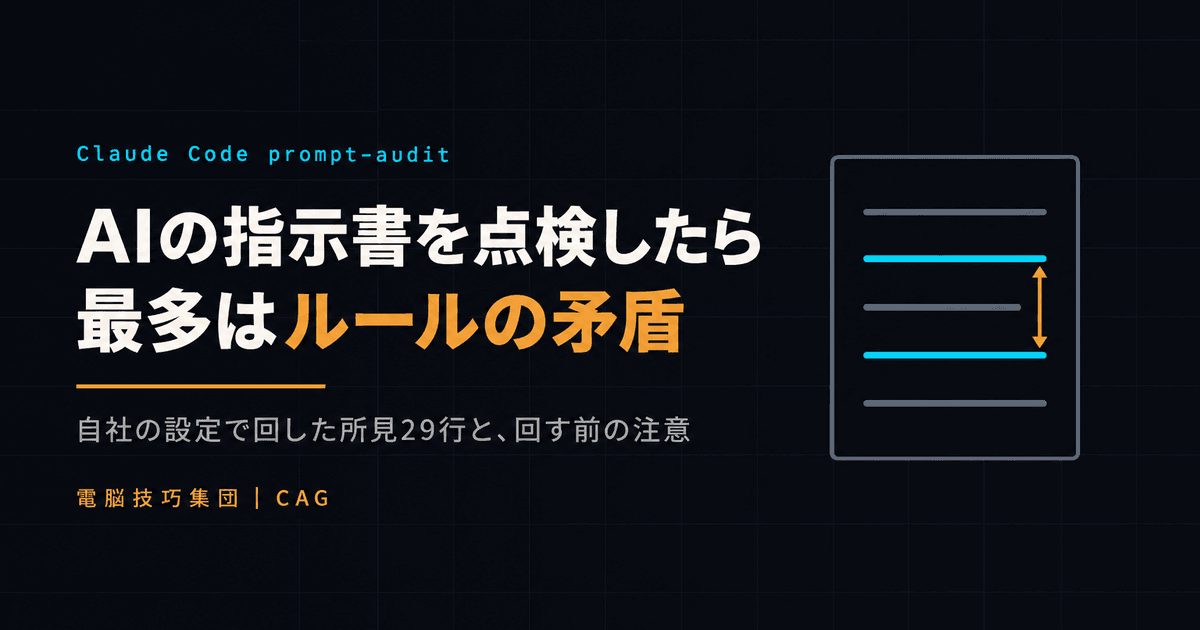 Claude Codeの「prompt-audit」で自社のAI指示書を点検した ──見つかったのは古い書き方より、ルールどうしの矛盾だった