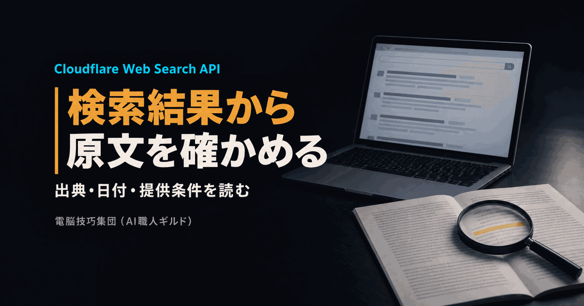 Cloudflare Web Search APIとは──AIの回答を、検索結果と原文で確かめる