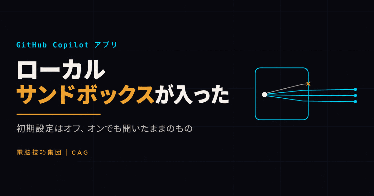 GitHub Copilotアプリに「ローカルサンドボックス」が入った ──初期設定はオフ、オンにしても開いたままのもの
