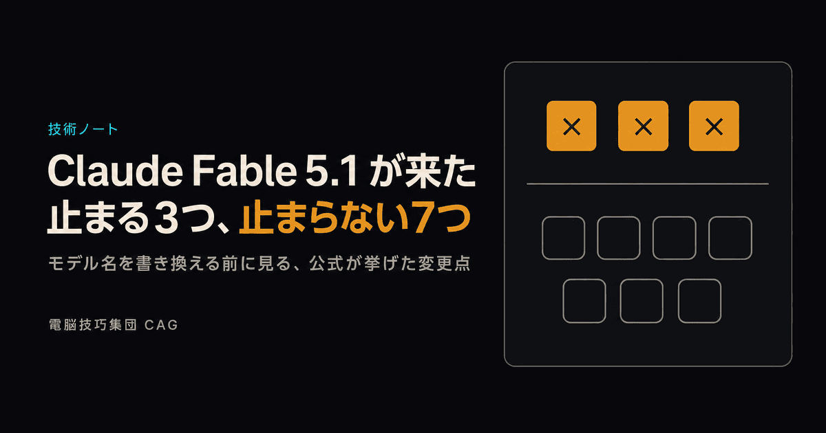 Claude Fable 5.1 が来た ──乗り換えで止まる3つの変更と、エラーが出ないまま変わる7つの挙動