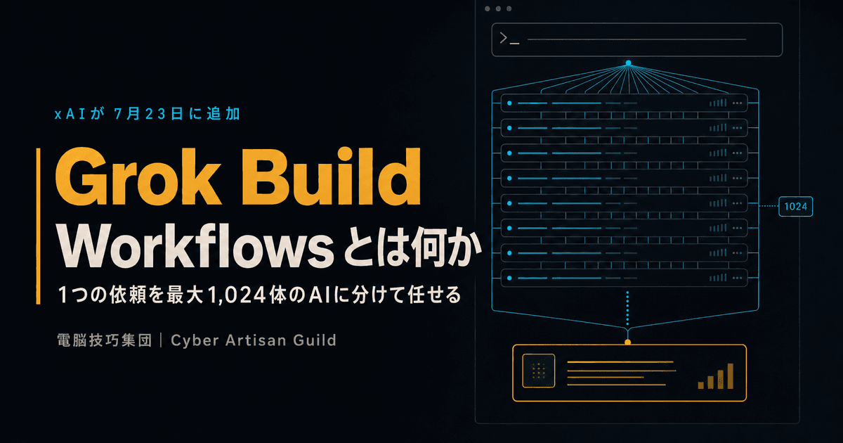 Grok Build「Workflows」とは何か ──1つの依頼を最大1,024体のAIエージェントに分けて、検証まで自動でやる新機能を解説