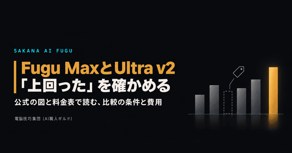 Sakana AI の Fugu Max と Fugu Ultra v2 とは ──「最先端モデルを使わずに上回った」を公式の図と料金表で確かめる